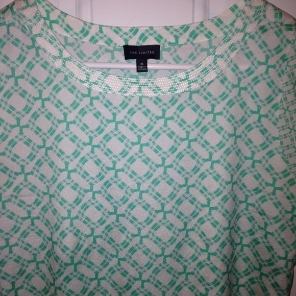 The Limited Women’s XS Green‎ White Printed Blouse - Picture 4 of 8